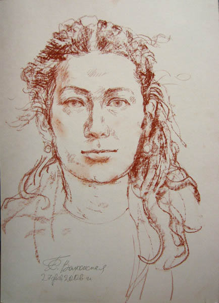  Портрет Иры сангиной, быстрый классический портрет девушки сангиной