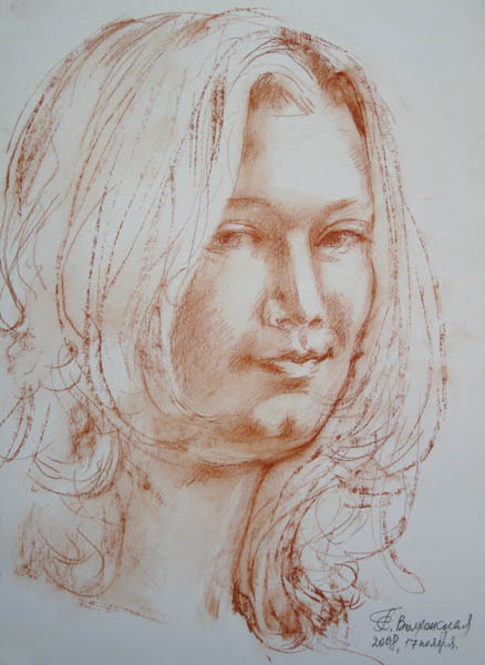 Ласочка, классический рисунок сангиной, портрет девушки сангиной