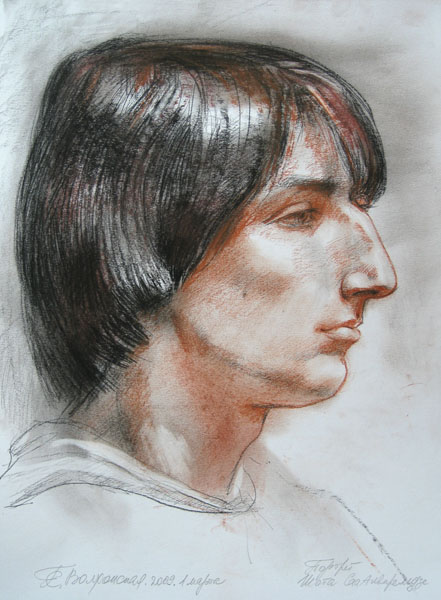 Портрет сангиной, академический портрет углем