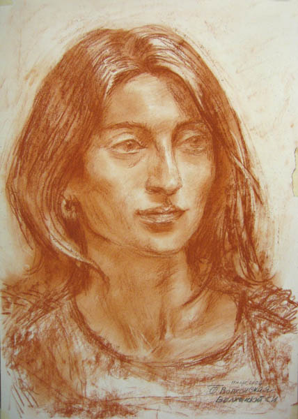 Классический портрет девушки сангиной, графика, сангина, портрет сангиной, техника рисования сангиной, академическая штриховка