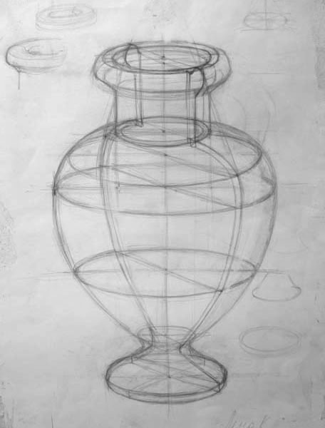 Рисунок карандашом, Античная гипсовая ваза, Кувшин античный с одной ручкой, рисунки, штриховка, техника, обучение