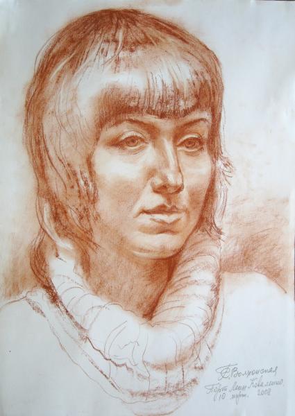 Портрет Лены сангиной 
